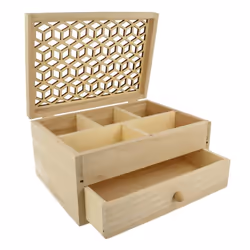 Boîte à bijoux - ARTEMIO - Motif ajouré - 198 x 15 cm - Bois - Marron