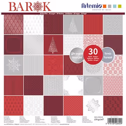 Papier scrapbooking - ARTEMIO - Barok foil argent vernis - 30 feuilles - 30x30 cm - 170 gr/m²