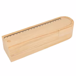 Plumier - Crème - Bois naturel - 3 compartiments - Couvercle-règle 20 cm - Enfant