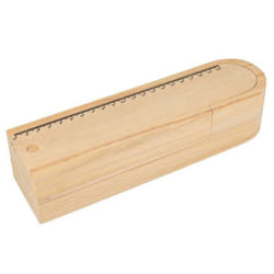 Plumier - Crème - Bois naturel - 3 compartiments - Couvercle-règle 20 cm - Enfant