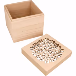Boîte carrée avec couvercle rosace - 15 x 15 x 15 cm