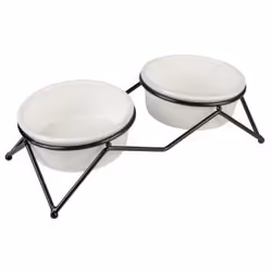 duvoplus Dinner set Stone UP zigzag, Chien, Vitrocéramique, Noir, Blanc, Ensemble gamelles pour animaux de compagnie, Monochr ...