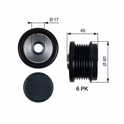 Poulie roue libre, alternateur GATES OAP7155 - Vue supplémentaire 3