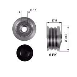 Poulie roue libre, alternateur GATES OAP7048