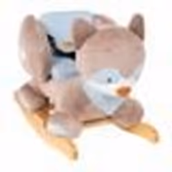NATTOU Bascule Bob le raton laveur - Peluche 100% polyester socle et poignées en bois - De 10 à 36 mois