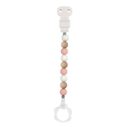 Nattou - Attache tétine silicone rose blanc beige