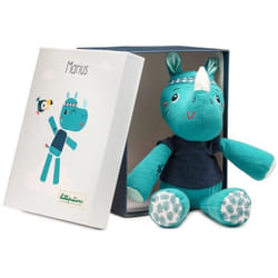 Jouet en peluche Rhino Lilliputiens - Marius - Mixte - 3 mois et plus - Bleu blanc et noir