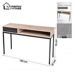 Bureau avec rangements - Effet bois et métal - L. 39 x l. 120 x H. 75 cm