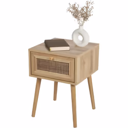 Ajoutez une touche d’élégance naturelle et de praticité à votre chambre avec la Table de Chevet avec 1 Tiroir Bali Beige de l ...