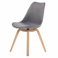 Chaise grise EMY avec coussin 45x58x82cm - Bois - Panneaux de particules - Simili