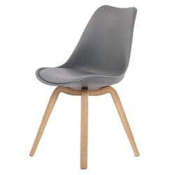 Chaise grise EMY avec coussin 45x58x82cm - Bois - Panneaux de particules - Simili