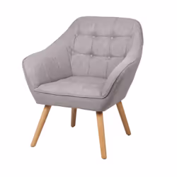 Fauteuil Oly en tissu avec Pieds en bois - Gris clair