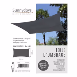 Fornord - Voile d'ombrage 4x3 m anthracite - Gris foncé