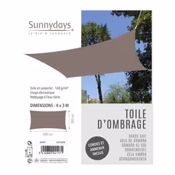 Voile d'ombrage 4x3 m taupe