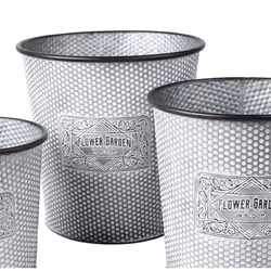 Fornord - Lot de 3 cache pots seau métal Bloom - Gris