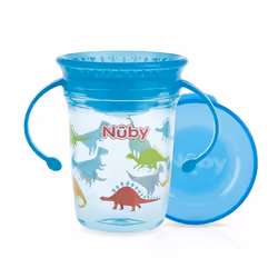 Nuby NV0414019AQUA, Gobelet verseur, 6 mois, Bleu, Transparent, Silicone, Tritan, 240 ml, 168 mm