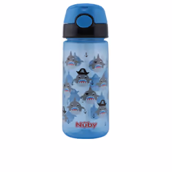 Mug avec bouton et paille souple 3 ans+ #bleu 540 ml
