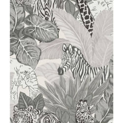 Montecolino - Papier peint Good Vibes Jungle Animals Gris et noir Noordwand