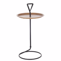 JOLIPA Bout de canapé métal noir et bois or 46 cm