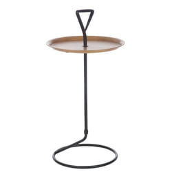 JOLIPA Bout de canapé métal noir et bois or 46 cm