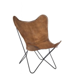 J-Line Chaise Lounge Cuir/Metal Cognac