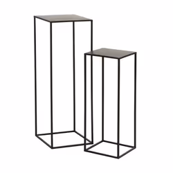 Set de 2 sellettes carrées métal noir moderne