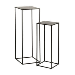 Set de 2 sellettes carrées métal noir moderne