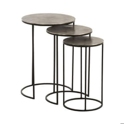Set de 3 sellettes gigognes en métal grise vieilli
