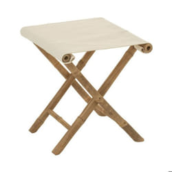 Tabouret pliable en bambou naturel et textile blanc