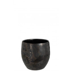 Cache pot antique en céramique noir de grande taille - J-LINE - Couleur principale: Blanc - Couleur(s): Noir