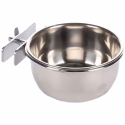 Gamelle en acier inoxydable. Pour la nourriture et l'eau. Petits rongeurs et oiseaux. Capacité 290ml. Diamètre 10cm. Résiste  ...