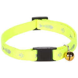 Collier réglable de 20 à 35 cm jaune motif poisson + clochette pour chat Flamingo