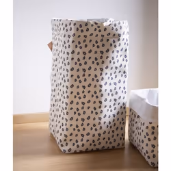 Childhome CCCB29LEO Boîte de rangement Panier de rangement Carré Polyester Noir, Blanc