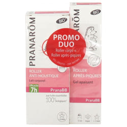 Pranarôm PranaBB Roller Anti-Moustique Bio 30 ml + Roller Après-Piqûres Bio 15 ml Promo Duo