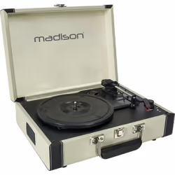 Madison Sound MAD-RETROCASE-CR, Tourne-disque à entraînement direct, Manuel, Crème, Disque d'entraînement / Courroie crantée, ...