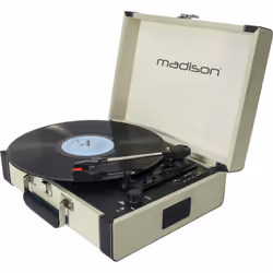 Madison Sound MAD-RETROCASE-CR Tourne-disque à entraînement direct Crème Manuel