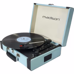 Madison Sound MAD-RETROCASE-BLU Tourne-disque à entraînement direct Bleu Manuel