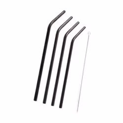 Set de 4 pailles inox Noires - POINT VIRGULE - 20.5 cm - Accessoire incontournable