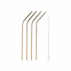 Pailles en inox dorées POINT VIRGULE - Set de 4 - 20.5 cm - réutilisables et élégantes
