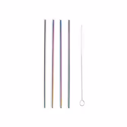 POINT VIRGULE - Set de 4 pailles - 20.5 cm - inox Arc-en-ciel