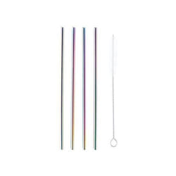 POINT VIRGULE - Set de 4 pailles - 20.5 cm - inox Arc-en-ciel