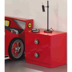 Table De Chevet Voiture De Course Bois Laqué Rouge Cara