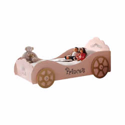 Lit 90x200 Princesse Pinky Sommier inclus Vipack Car beds - Rose Marque : Vipack Collection : Car Beds Matériaux : Panneaux M ...