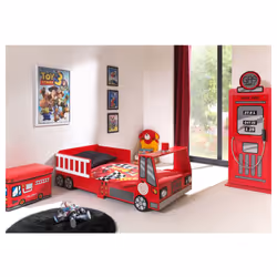 Lit 70x140 Camion pompier sommier inclus et Armoire 1 porte pompe à essence Vipack Car Beds - Rouge Marque : Vipack Gamme : C ...