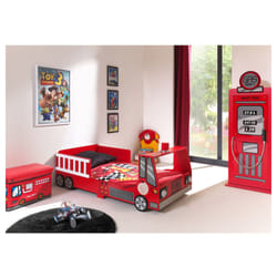 Lit 70x140 Camion pompier sommier inclus et Armoire 1 porte pompe à essence Vipack Car Beds - Rouge