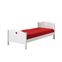 Lit 90x200 Bois Laqué Blanc Cœur