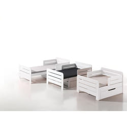 Lit Évolutif Avec Matelas 90/140x200 Cm Et Tiroir Lit Pin Massif Blanc Jeep