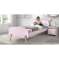 KIDDY Chambre enfant complète style scandinave en bois pin massif et MDF laqué vieux rose - l 90 x L 200 cm