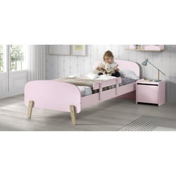 KIDDY Chambre enfant complète style scandinave en bois pin massif et MDF laqué vieux rose - l 90 x L 200 cm