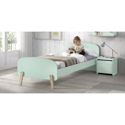 KIDDY Chambre enfant complète style scandinave en bois pin massif et MDF laqué gris cool - l 90 x L 200 cm